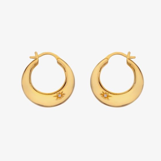 Hot Diamonds Soul 18ct Gold Plated Diamond Statement Hoop Earrings DE672