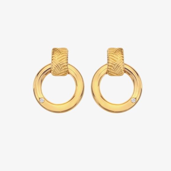 Hot Diamonds Spirit 18ct Gold Plated Diamond Dropper Stud Earrings DE677