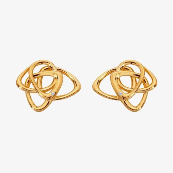 Hot Diamonds X Golden Edit Endless Gold Plated Diamond Interlocked Stud Earrings DE843