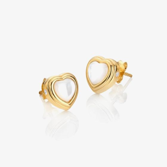 Hot Diamonds HD X Golden Edit Heart Mother Of Pearl Stud Earrings DE790