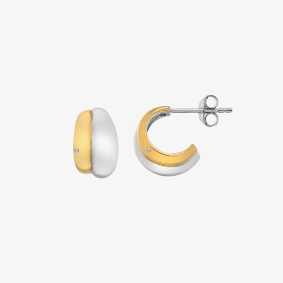 Hot Diamonds Droplet Two Tone Diamond Set Half Hoop Earrings DE872