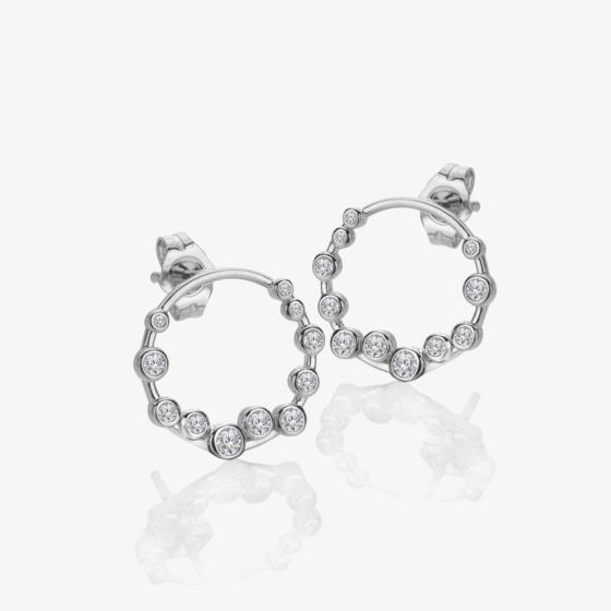 Hot Diamonds Silver Tender Wreath White Topaz Stud Earrings DE893