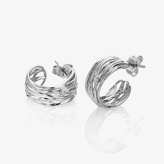 Hot Diamonds Silver String Half Hoop Earrings DE895