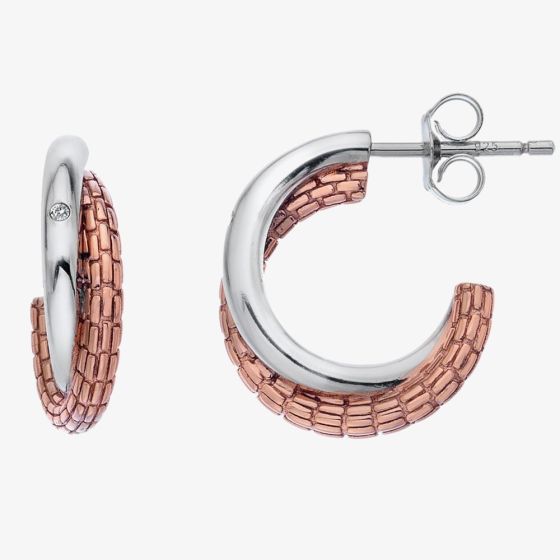 Hot Diamonds Woven Two Colour Half Hoop Earrings DE690