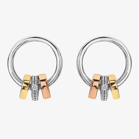 Hot Diamonds Trio Three-Colour Barrel Earrings DE708