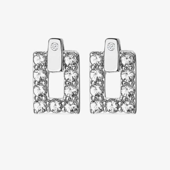 Hot Diamonds Echo White Topaz Diamond Rectangle Stud Earrings DE717