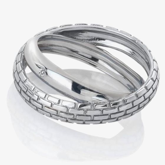 Hot Diamonds Silver Woven Interlocking Ring DP235