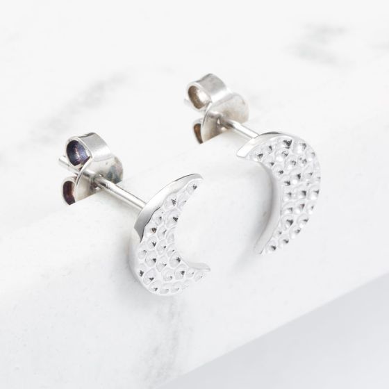 Rachel Galley Sterling Silver Moon Stud Earrings 3168896