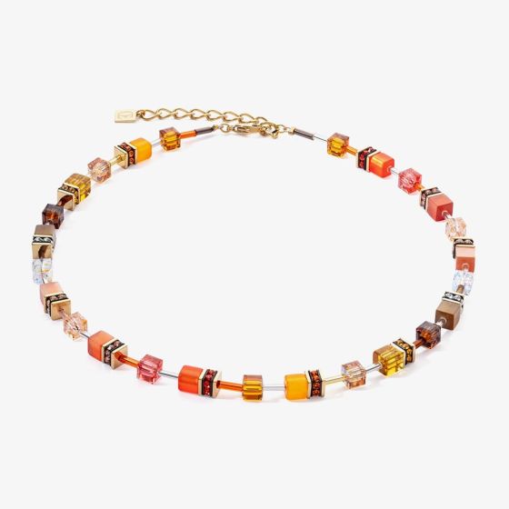 Coeur De Lion GeoCUBE Gold Plated Multicoloured Crystal Bead Necklace 2838/10-0211
