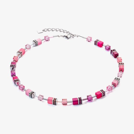 Coeur De Lion GeoCUBE Iconic Viva Magenta Pink Crystal Bead Necklace 2838/10-0422
