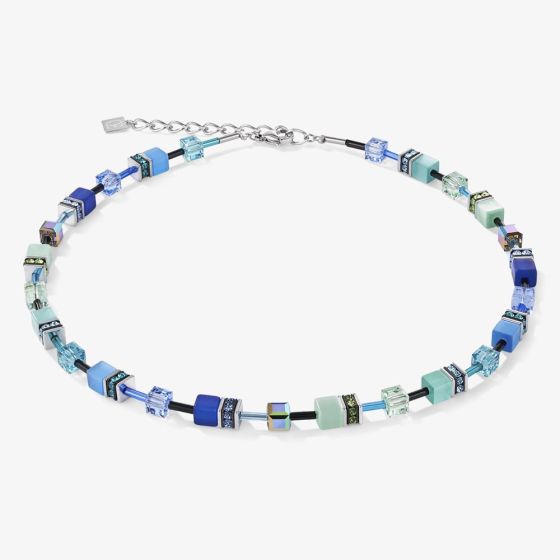 Coeur De Lion GeoCUBE Iconic Blue Green Crystal Bead Necklace 2838/10-0705