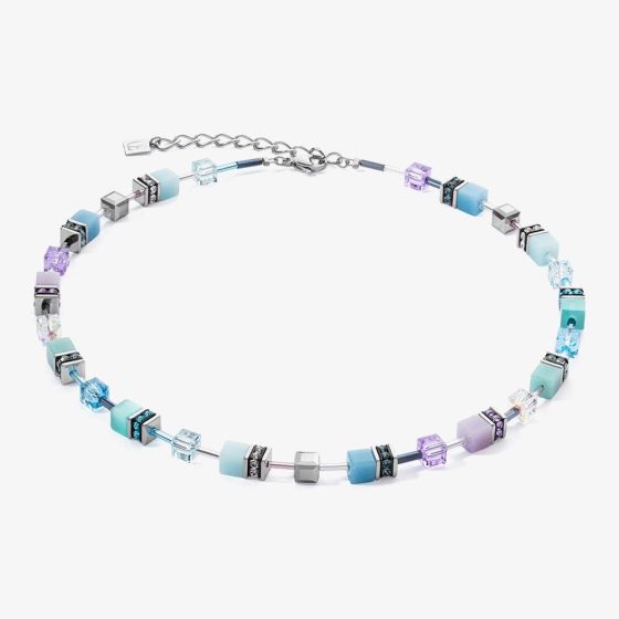 Coeur De Lion GeoCUBE Iconic Aqua Lilac Crystal Bead Necklace 2838/10-2026