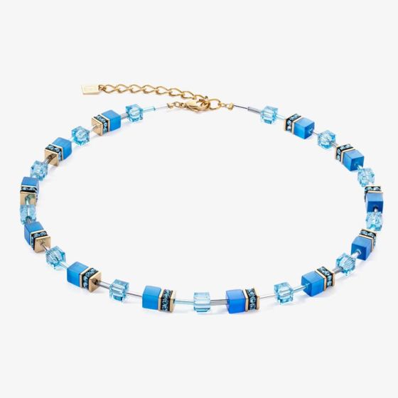 Coeur De Lion GeoCUBE Iconic Mono Turquoise & Gold Crystal Necklace 4020/10-0600