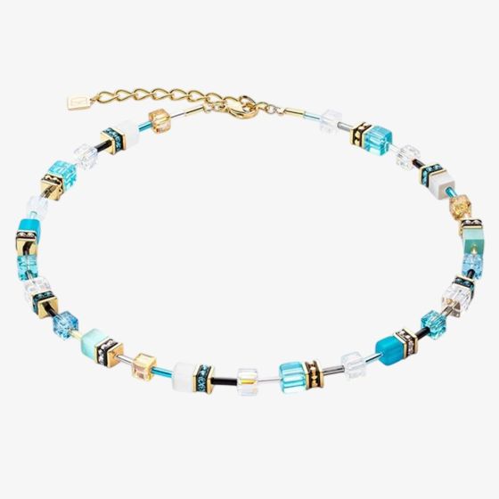 Coeur De Lion Ladies GeoCUBE Turquoise Square Crystal Necklace 2838/10-0616