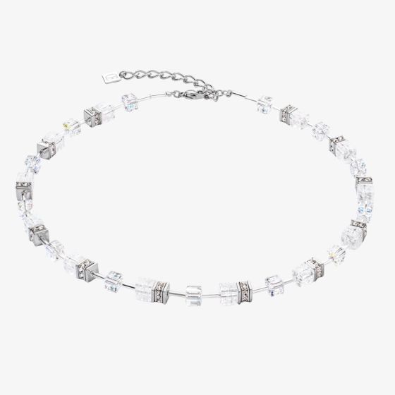 Coeur De Lion Ladies GeoCUBE Iconic Nature White Crystal Necklace 3018/10-1417