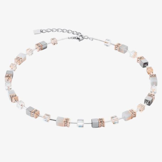 Coeur De Lion Ladies GeoCUBE Iconic Rose Gold Square Crystal Necklace 4017/10-0235