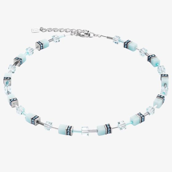 Coeur De Lion GeoCUBE Ice Blue Square Crystal Necklace 4020/10-2020