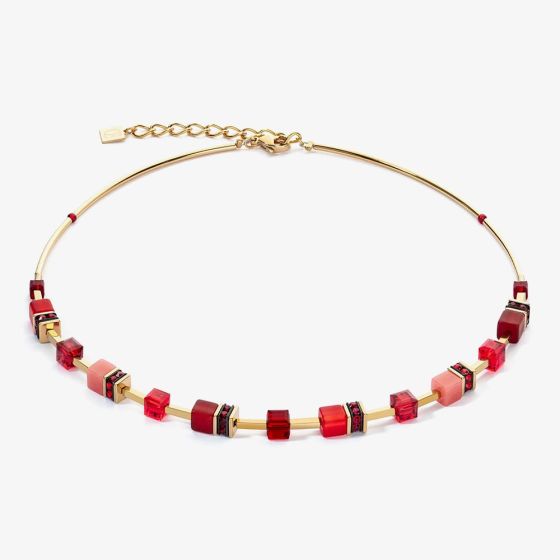 Coeur De Lion GeoCUBE Iconic Lite Red Multi Stone Necklace 2800/10-0300