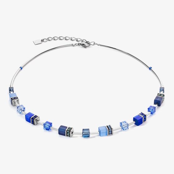 Coeur De Lion GeoCUBE Iconic Lite Blue Multi Stone Necklace 2800/10-0700