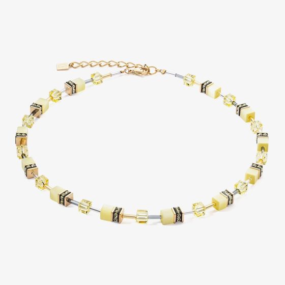Coeur De Lion GeoCUBE Gold & Yellow Multi Stone Necklace 4020/10-0120