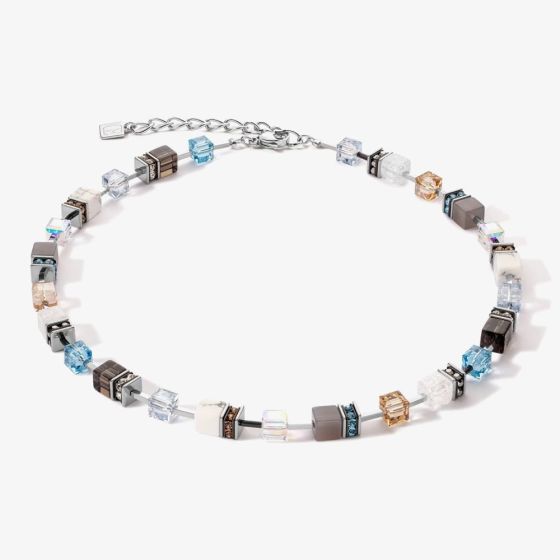 Coeur De Lion GeoCUBE Precious Aqua Beige Multistone Necklace 4505/10-2010