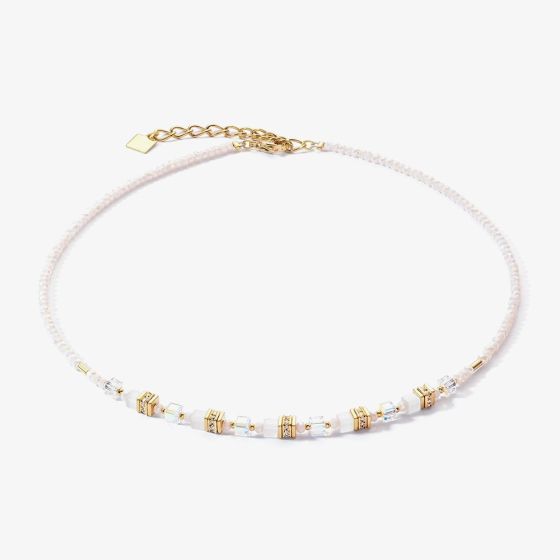 Coeur De Lion Mini Cubes Gold & White Multi Stone Necklace 4565/10-1416