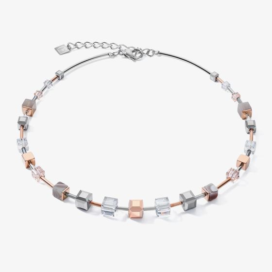 Coeur De Lion GeoCUBE Two Tone Agate Crystal Necklace 5061/10-1631