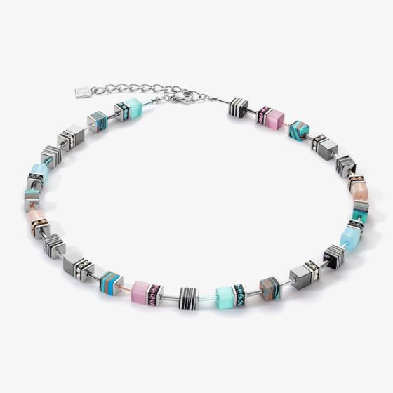 Coeur De Lion GeoCUBE Candy Aqua Pink Multistone Necklace 5090/10-1919