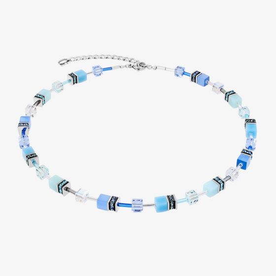 Coeur De Lion GeoCUBE Iconic Silver Aqua Blue Necklace 2838/10-2007