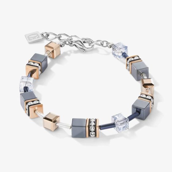 Coeur De Lion GeoCube Grey & Rose Crystal Bracelet 4015/30-0730