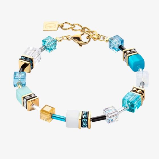 Coeur De Lion Ladies GeoCUBE Turquoise Square Crystal Bracelet 2838/30-0616