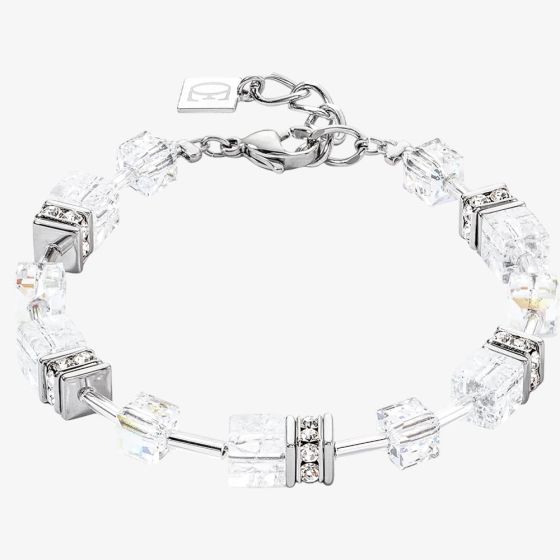 Coeur De Lion Ladies GeoCUBE Iconic Nature White Square Crystal Bracelet 3018/30-1417