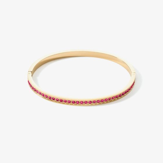 Coeur De Lion Gold Tone Stainless Steel Pink Crystal Bangle 0127/37-0416