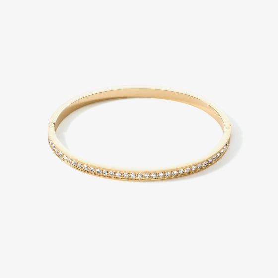 Coeur De Lion Gold Tone Stainless Steel Crystal Bangle 0127/37-1816