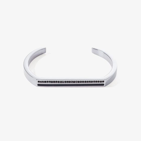 Coeur De Lion Silver Tone Black Crystal Bangle 0133/32-1317