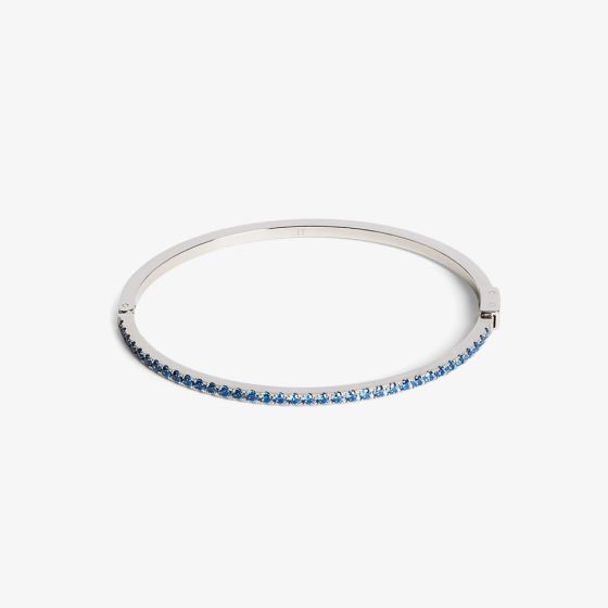 Coeur De Lion Silver Tone Blue Crystal Bangle 0146/32-0717-19