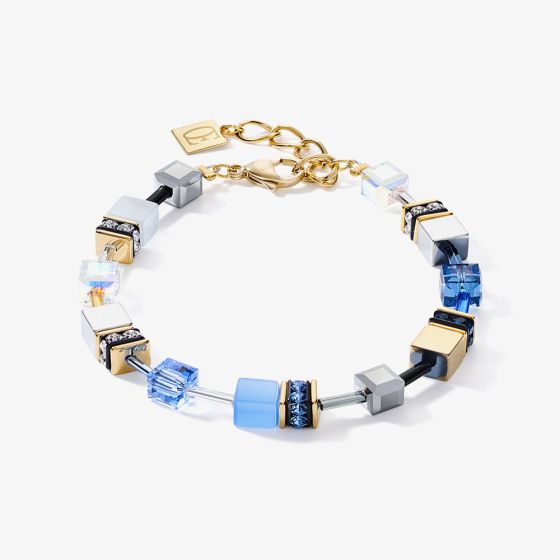 Coeur De Lion GeoCUBE Gold Tone Blue Multi Stone Bracelet 2839/30-0716