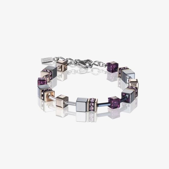 Coeur De Lion GeoCUBE Ameythst Multistone Bracelet 4015/30-0824