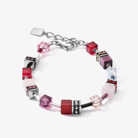 Coeur De Lion GeoCUBE Red Purple Mulitstone Bracelet 4905/30-0308
