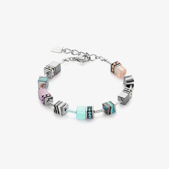 Coeur De Lion GeoCUBE Candy Aqua Pink Multistone Bracelet 5090/30-1919