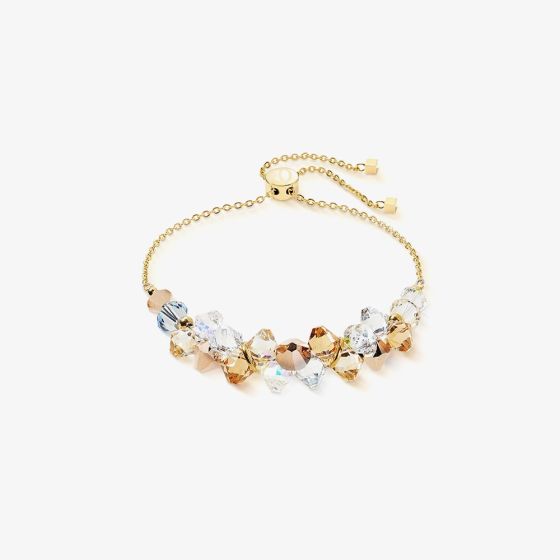 Coeur De Lion Dancing Crystal Gold Tone Clear & Gold Multi Bead Bracelet 4639/30-1016