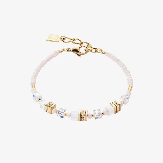 Coeur De Lion Mini Cubes Gold White Bracelet 4565/30-1416
