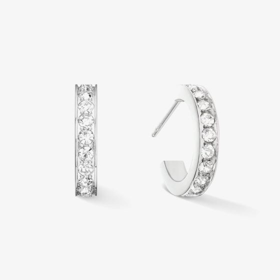 Coeur De Lion Clear Crystal Hoop Earrings 0127/21-1817