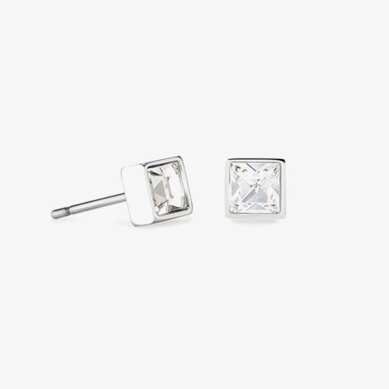 Coeur De Lion Brilliant Square Crystal Earrings 0501/21-1817