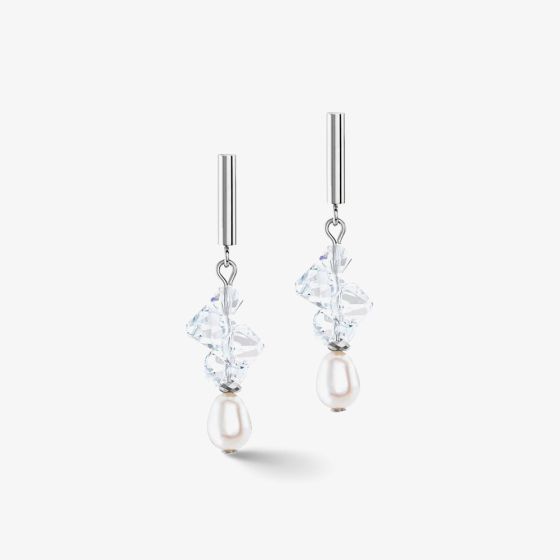 Coeur De Lion Dancing Crystals Freshwater Pearl Drop Earrings 1124/21-1417