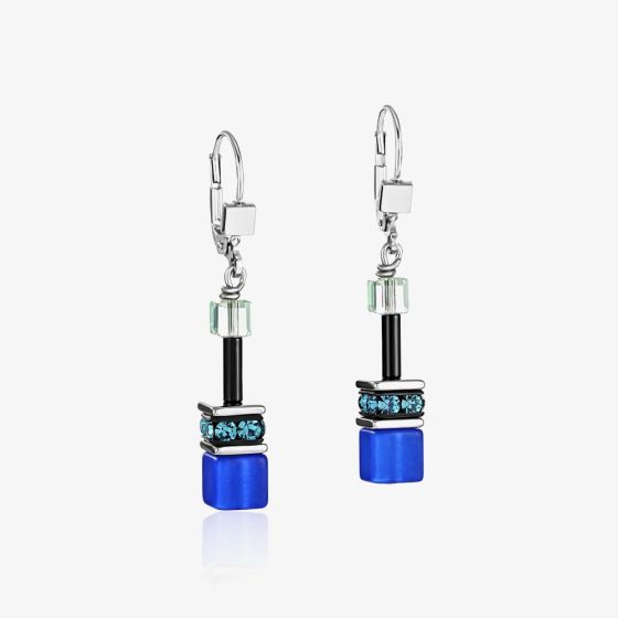 Coeur De Lion GeoCUBE Blue Layer Drop Earrings 2838/20-0705