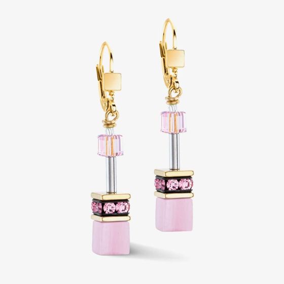 Coeur De Lion GeoCUBE Iconic Mono Pink Dropper Earrings 4020/20-1920
