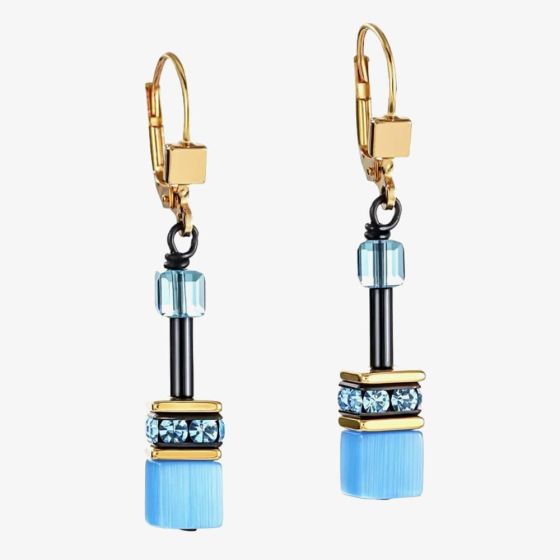 Coeur De Lion GeoCUBE Iconic Mono Blue Dropper Earrings 4020/20-0600