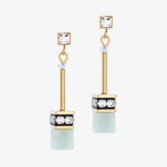 Coeur De Lion GeoCUBE Iconic Nature Pastel Green Dropper Earrings 3035/21-1522