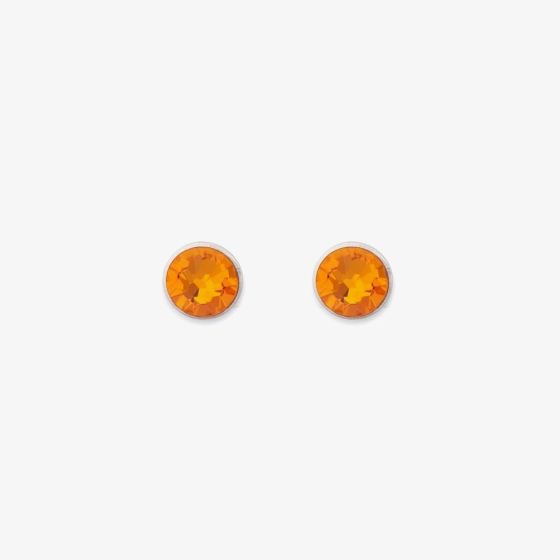 Coeur De Lion Round Orange Crystal Stud Earrings 0042/21-0200